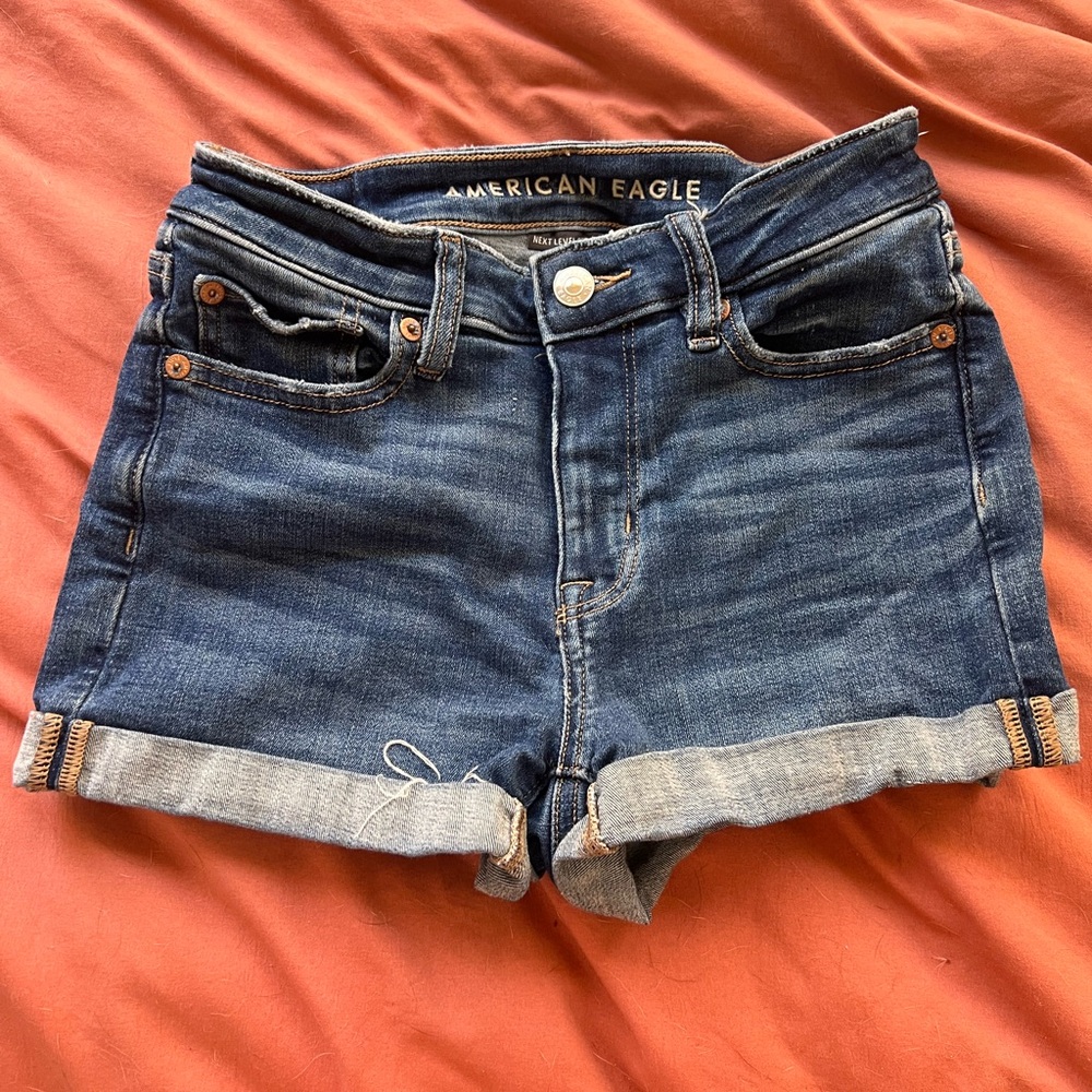 American Eagle Outfitters Blue Jean Shorts with Rolled Hem